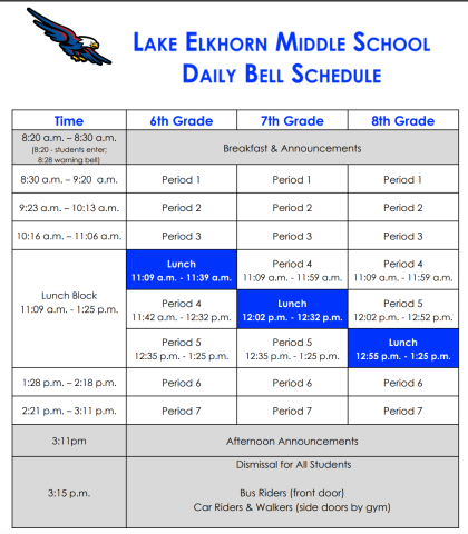 LEMS Daily Bell Schedule